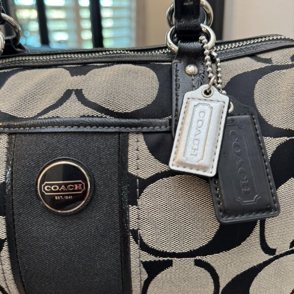 Coach Signature Stripe Canvas & Leather Satchel — New Without Tags - Picture 3 of 8